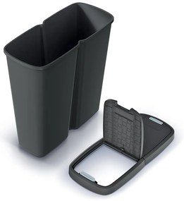 Hulladékgyűjtő DUO fekete, 50 l, fekete