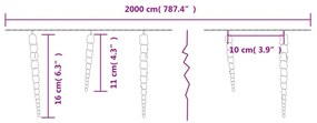 hideg fehér akril PVC karácsonyi jégcsaplámpa 200 LED-del 20 m