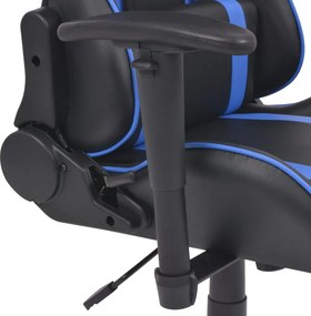 vidaXL kék dönthető versenyülés kialakítású irodai szék lábtartóval