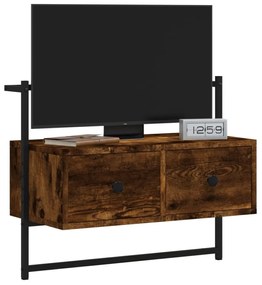 füstös tölgy színű szerelt fa fali TV szekrény 60,5x30x51 cm