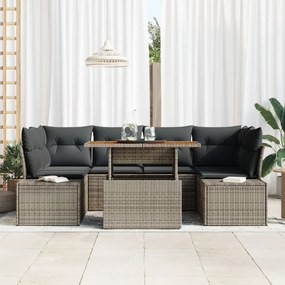 Kerti Kanapé Szett 7 darab Szürke, rattan