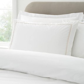 Fehér-bézs egyszemélyes pamut-perkál ágyneműhuzat 135x200 cm Contrast Trim – Bianca