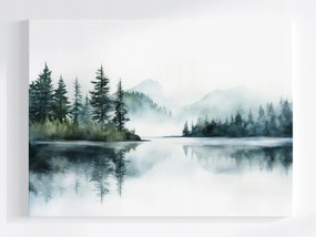 Vászonkép Canvas Tájkép Hegyek Erdő Fák Víz Tó Tükröződés 100x75