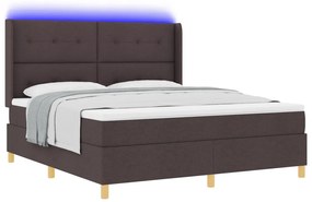 Boxspring Ágy Matrac + LED Sötétbarna 180x200 cm Szövet