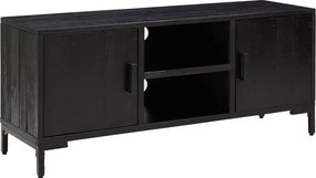 vidaXL fekete tömör fenyőfa TV-szekrény 110x35x48 cm