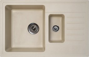 Quadro Plus 1.5D Metalac Xgranit Gránit Mosogatótálca - Extra mély, Csepegtetőtálcás, Design, Pezsgő