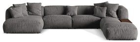 Szürke bársony moduláris sarokkanapé (jobb oldali-U alakú) Martina – Micadoni