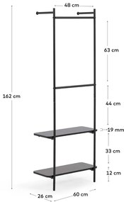 Galatia fekete fém fali előszoba bútor - Kave Home