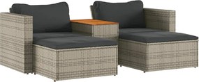 vidaXL 5 részes szürke polyrattan akácfa kerti ülőgarnitúra párnákkal