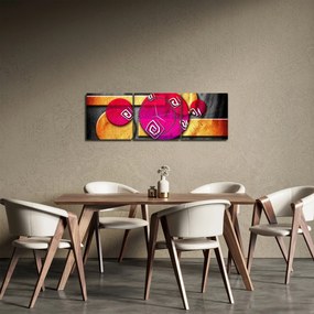 Absztrakt kép történelmi szimbólumokkal (órával) (90x30 cm)