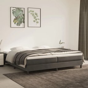 Sötétszürke bársony rugós ágy matraccal 200x200 cm