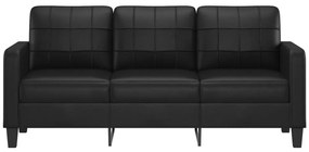 vidaXL 3 személyes fekete műbőr kanapé 180 cm