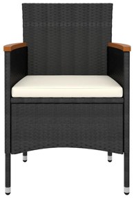5 részes fekete polyrattan kerti ülőgarnitúra