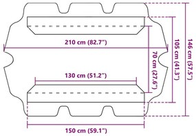 zöld csere ponyva kerti hintaágyhoz 150/130 x 105/70 cm