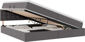 vidaXL Ágy tárolóval és matraccal matracmal Szürke 200 x 200 cm Műbőr