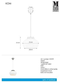 Kom fehér mennyezeti lámpa - Markslöjd