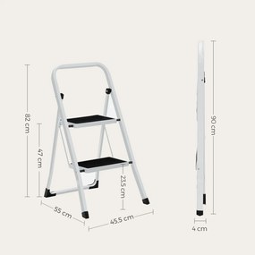 Összecsukható háztartási létra, két lépcsőfok, maximum 150kg