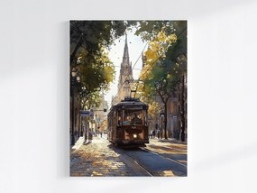 Vászonkép Canvas Város Utca Tavasz Villamos Közlekedés Utazás 75x100