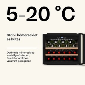 Klarstein Vinsider Victoria 28 borhűtő, 28 palack, érintés, UV-védelem, LED, csendes, 2 polc, 2 polc
