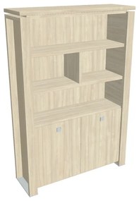 Verno+ S magas szekrény 140 x 46 x 210 cm, polccal, akác / vanília