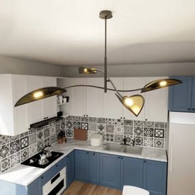 Csillár rúdon LOTUS 4xE14/10W/230V fekete/arany