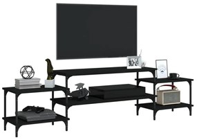 fekete szerelt fa TV-szekrény 197x35x52 cm