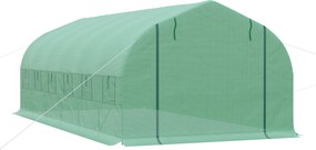 Outsunny Kültéri Üvegház Alagút 6x3x2 m Nagy Kert Üvegház 12 Ablakkal és Felhúzható Cipzáros Ajtóval Makro Fém Szerkezet Növénytermesztéshez Zöld | Ao
