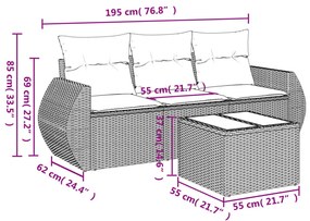 4 részes bézs polyrattan kerti ülőgarnitúra párnákkal