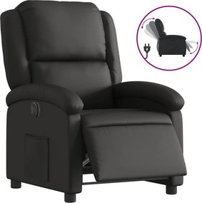 vidaXL fekete valódi bőr elektromos dönthető fotel