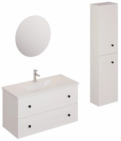 Fürdőszobagarnitúra mosdóval, mosogatócsappal, kifolyóval és szifonnal Naturel Forli fehér KSETFORLI3