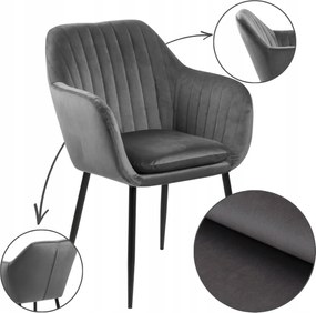 Nappali Étkezőszék Szürke kényelmes kárpitozott karfával