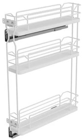 Konyhai fémrács, 150mm, bal oldalra szerelhető, fehér, teljes kihúzás, csillapított záródás, rejtett fióksín, 3 kosár SIGE, Infinity Line 002