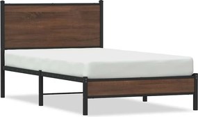 vidaXL barna tölgy színű fém ágykeret matrac nélkül 100 x 200 cm