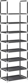 vidaXL fekete nem szőtt szövetből cipőállvány 8 szintes 44x28x145 cm
