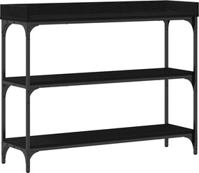 vidaXL Konzolasztal Musta tammi 100 x 30 x 80 cm Műgyantás fa és fém