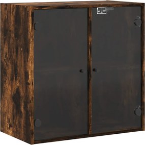 vidaXL füstös tölgyszínű faliszekrény üvegajtókkal 68 x 37 x 68,5 cm