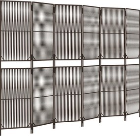 vidaXL barna 6-paneles polyrattan térelválasztó