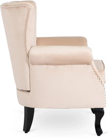 Chesterfield Fotel Bézs Bársony Kárpittal. MALLO