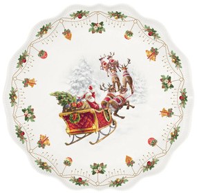 Karácsonyi porcelán kerek tálca Nostalgic Christmas Time