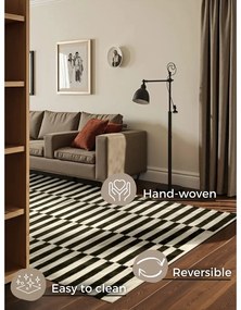 Fekete-fehér kétoldalas kézi szövésű gyapjú szőnyeg 200x300 cm Donna – Hanse Home