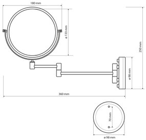 SAPHO XP012 Kozmetikai nagyító tükör, 2 oldalú, bronz