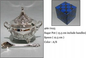 Ezüst színű cukortartó plattírozott fém kanál