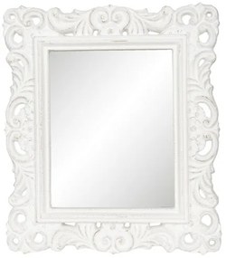 Fehér díszes keretes tükör üveg/műanyag 31x36cm