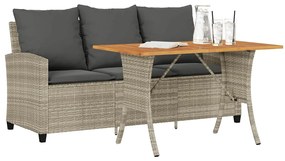3 személyes szürke polyrattan kerti kanapé asztallal&amp;párnával