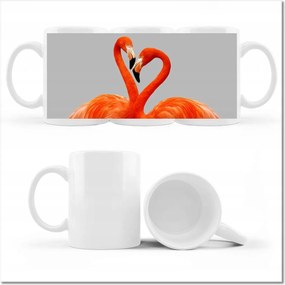 Nyomott mintás bögre Szerelmes flamingók