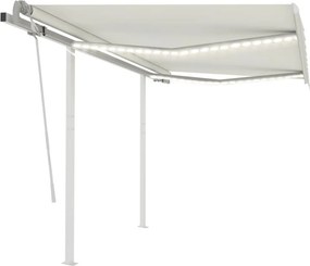 vidaXL krémszínű kézzel kihúzható LED-es napellenző 3,5 x 2,5 m