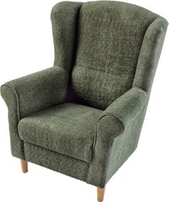 Füles fotel, zöld szövet Coral, CHARLOT