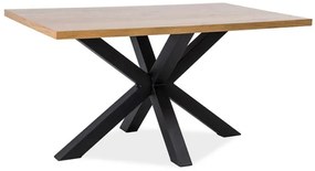 Fekete étkezőasztal tölgy asztallappal CROSS 150x90