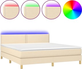 vidaXL krémszínű szövet rugós és LED-es ágy matraccal 180 x 200 cm