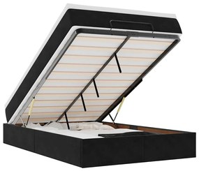 Ottomán ágykeret matraccal fekete 120x200cm bársony